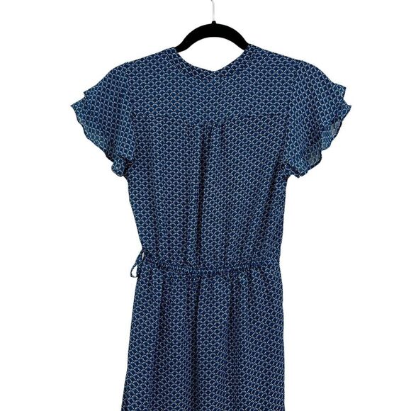 H&M Womens Dress Fit & Flare V Neck Ruffled Sleeves Tie Elastic‎ Waist Blue Sz 4 - Picture 5 of 5
